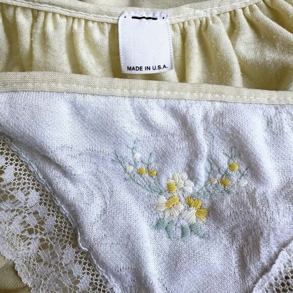 Vintage Yellow Lace Embroidered Nightgown Dress | Made in USA | 90s Cottagecore - Picture 6 of 9